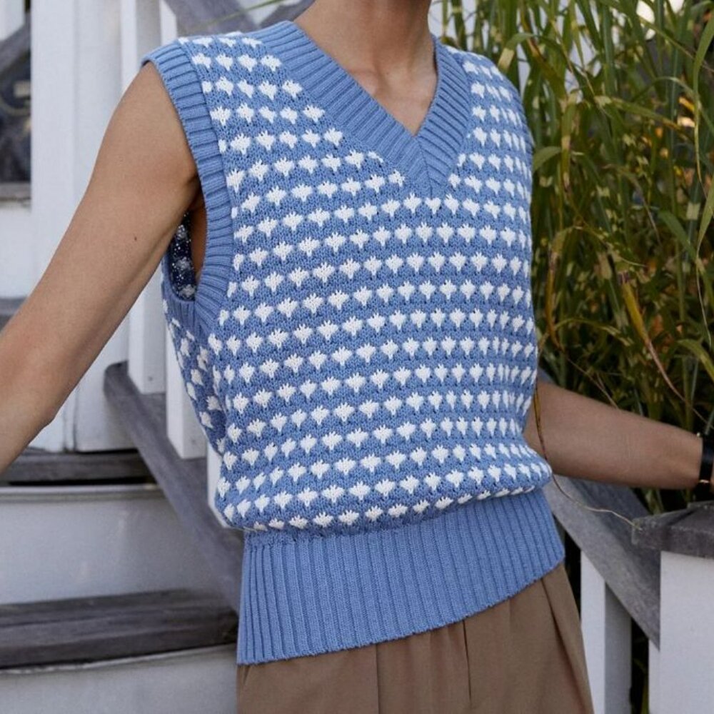 Varley Antonella Patterned Knit Sweater Vest